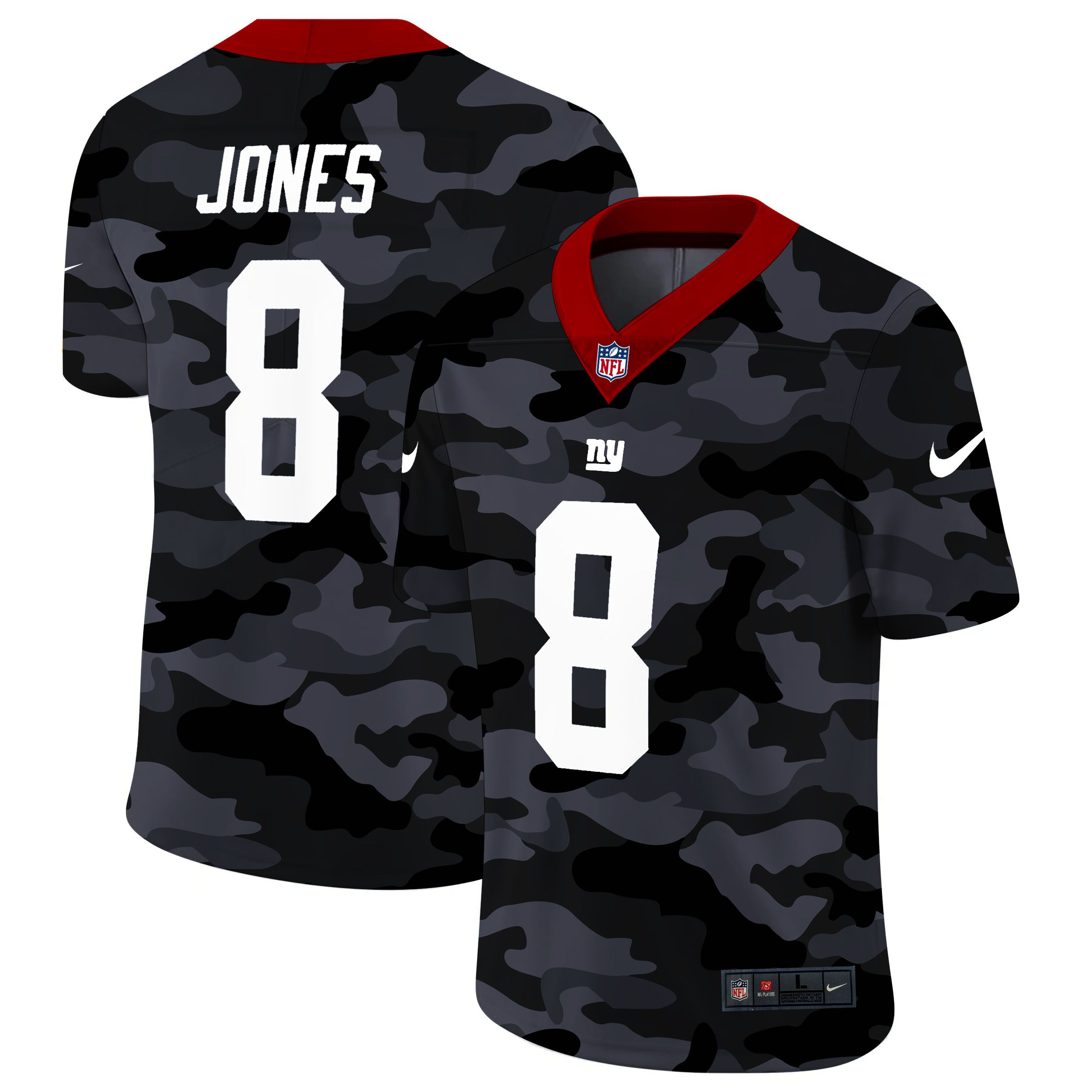 Men New York Giants #8 Jones 2020 Nike Camo Salute to Service Limited NFL Jerseys->baltimore ravens->NFL Jersey